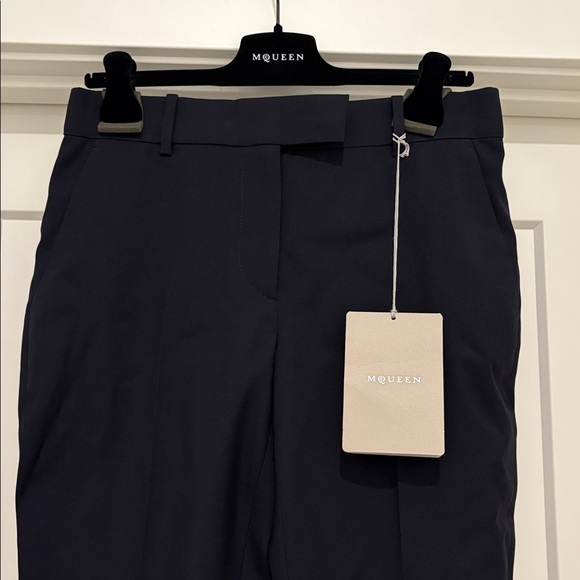 NWT [Alexander McQueen] Kickback Wool Straight Trousers Navy Women’s EU 42/US 28 - Picture 6 of 16